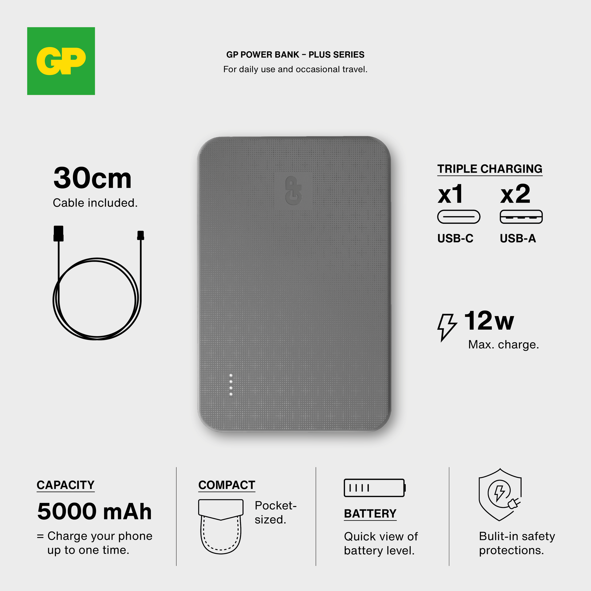 GP Powerbank Plus 5000mAh Black - Products
